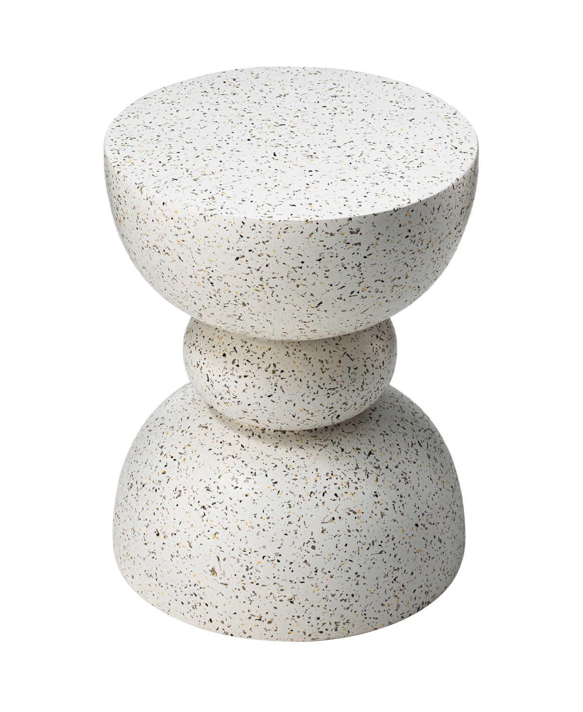 Glitzhome Multi-functional Faux Terrazzo Garden Stool Or Plant Stand Or Accent Table In White