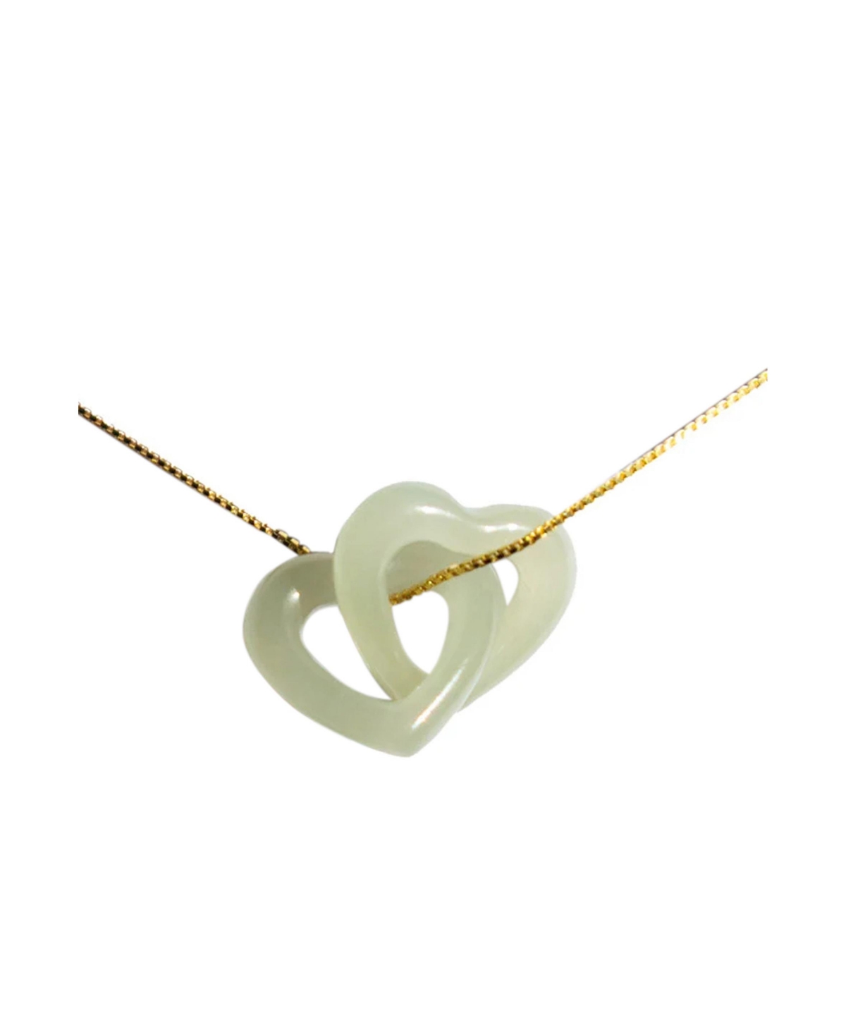 The hearts - Interlocking jade pendant necklace - Green