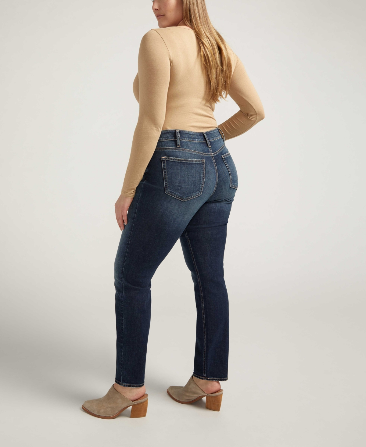 Shop Silver Jeans Co. Plus Size Suki Mid Rise Straight Luxe Stretch Jeans In Indigo