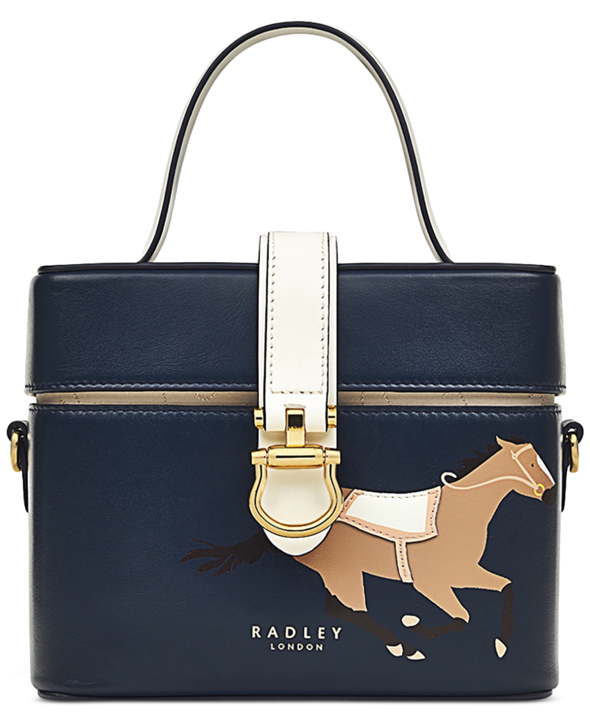 Kentucky Derby Mini Leather Flapover Shoulder Bag - Navy