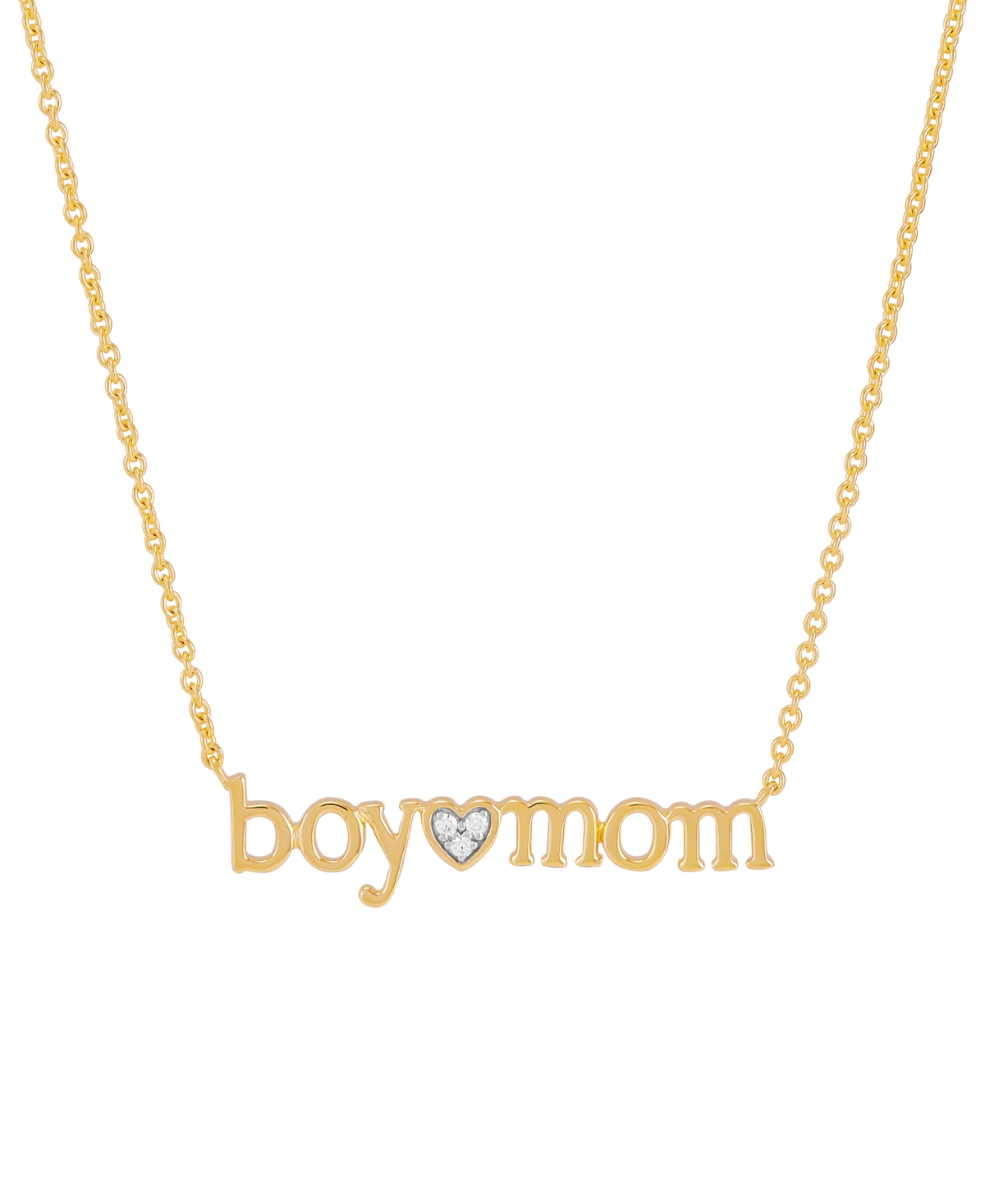 Diamond Accent Boy Mom Pendant Necklace in Sterling Silver or 14k Gold-Plated Sterling Silver, 16