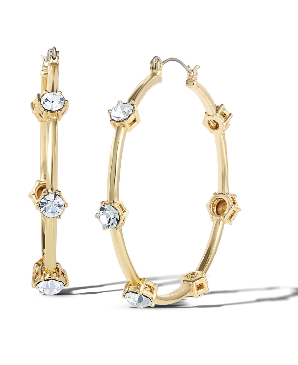 Womens Drop and Hoop Earrings - Gold-Tone Earrings with Crystal Embellishments - Gold
