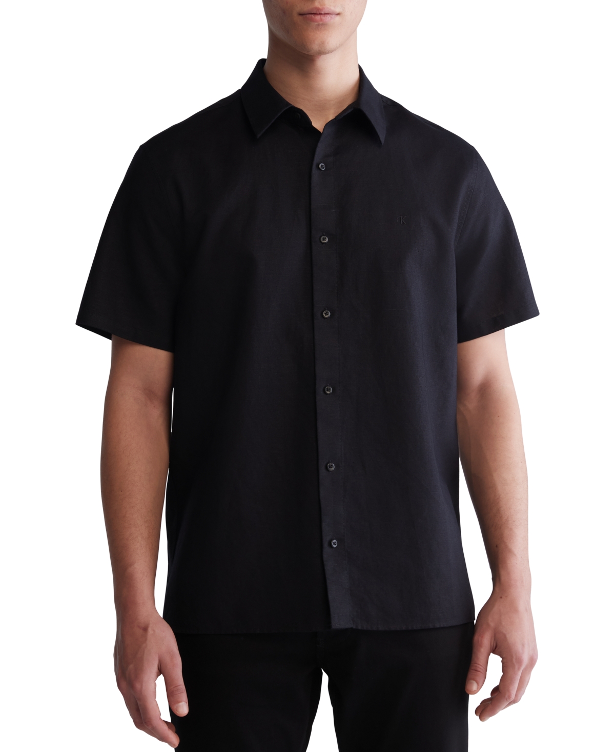 Shop Calvin Klein Men's Classic-fit Textured Button-down Shirt In Black Beauty