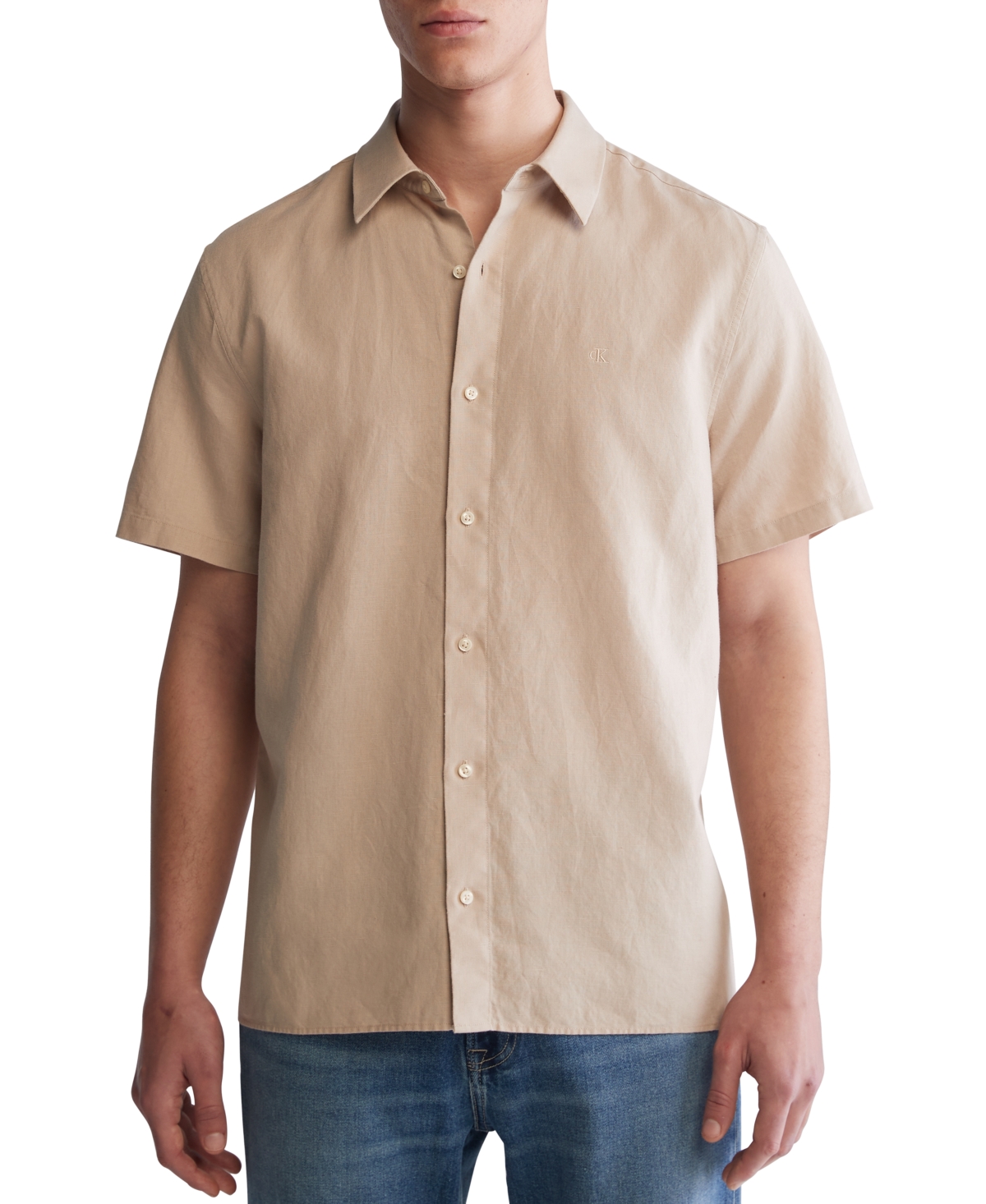 Shop Calvin Klein Men's Classic-fit Textured Button-down Shirt In White Pepper