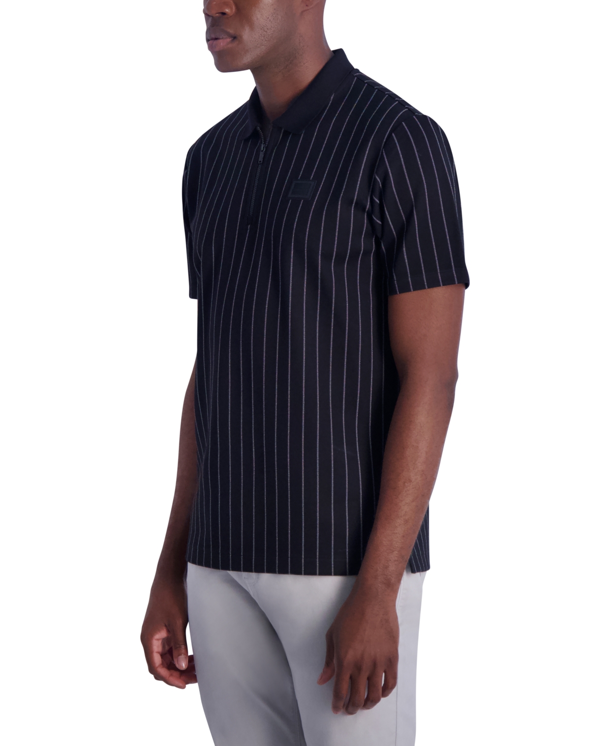 Shop Karl Lagerfeld Men's Knit Stripe Polo, Created For Macy's In Black