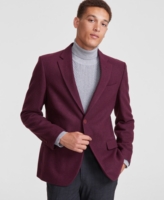 Nautica Men's Modern-Fit Solid Tweed Sport Coat - Burgundy