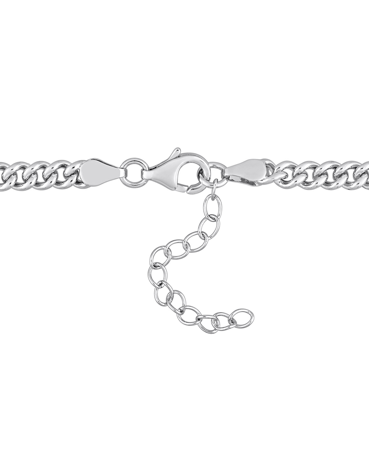 Macy's Lab-grown Emerald Curb Link Collar Necklace (7/8 Ct. T.w.) In Sterling Silver In Emerald