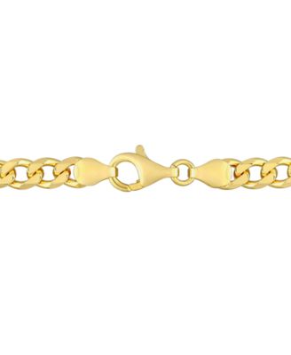 Lab-Grown Emerald Five Stone Figaro Link Bracelet (2-1/4 ct. t.w.) in Yellow-Plated Sterling Silver