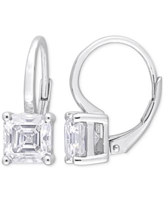 Macy's - Moissanite Square Shape Leverback Earrings (3 ct. t.w.) in Sterling Silver