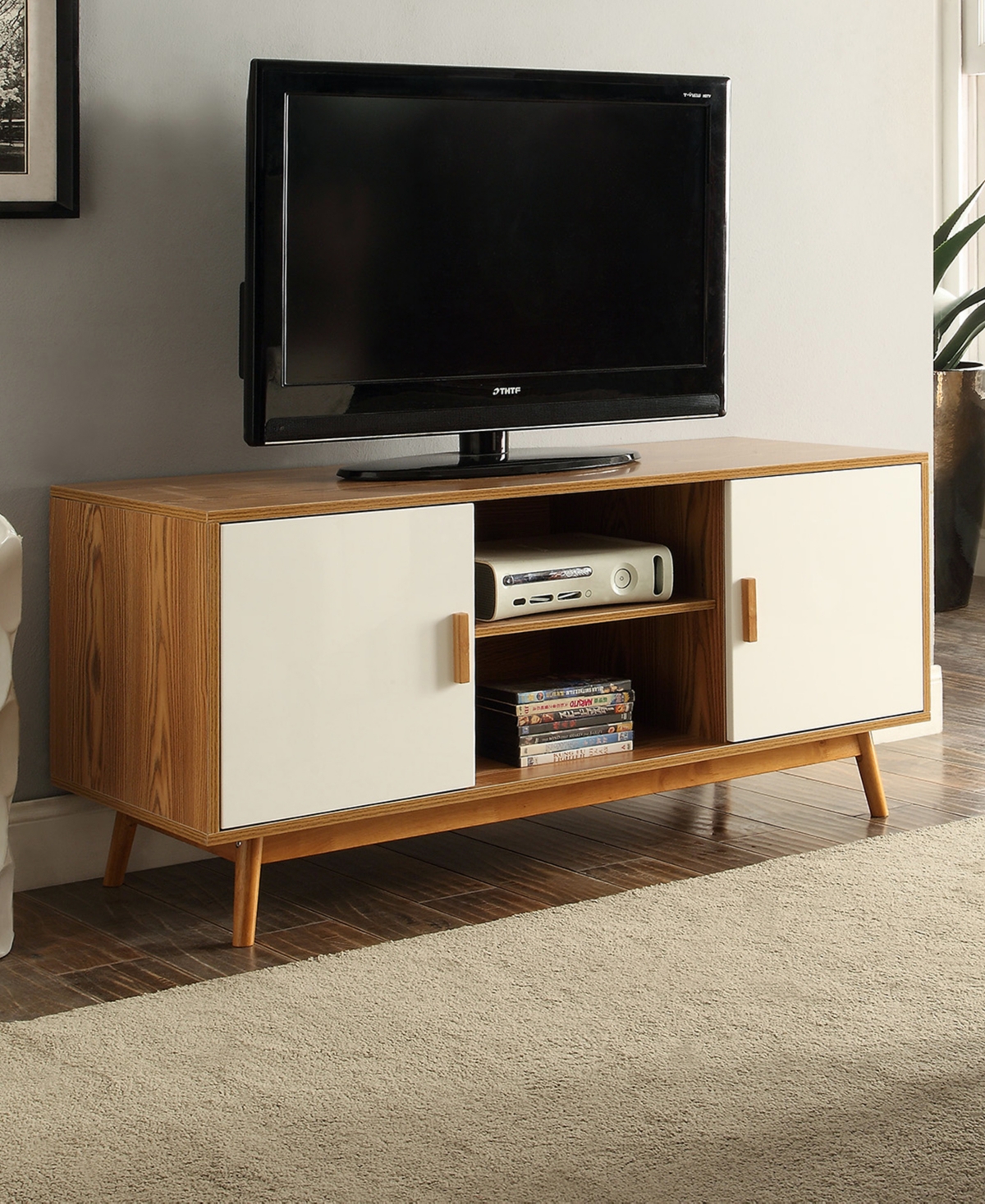 Shop Convenience Concepts 47.25" Oslo Tv Stand With Storage Cabinets And Shelves In Woodgrain