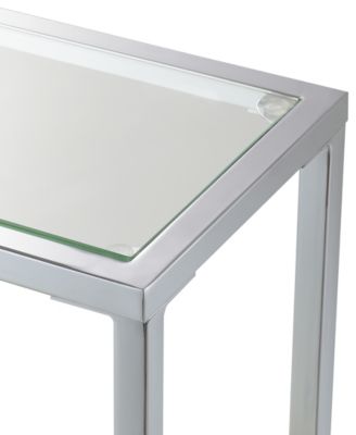 31.5" Nadia Glass Chrome Entry Hall Table with Shelf
