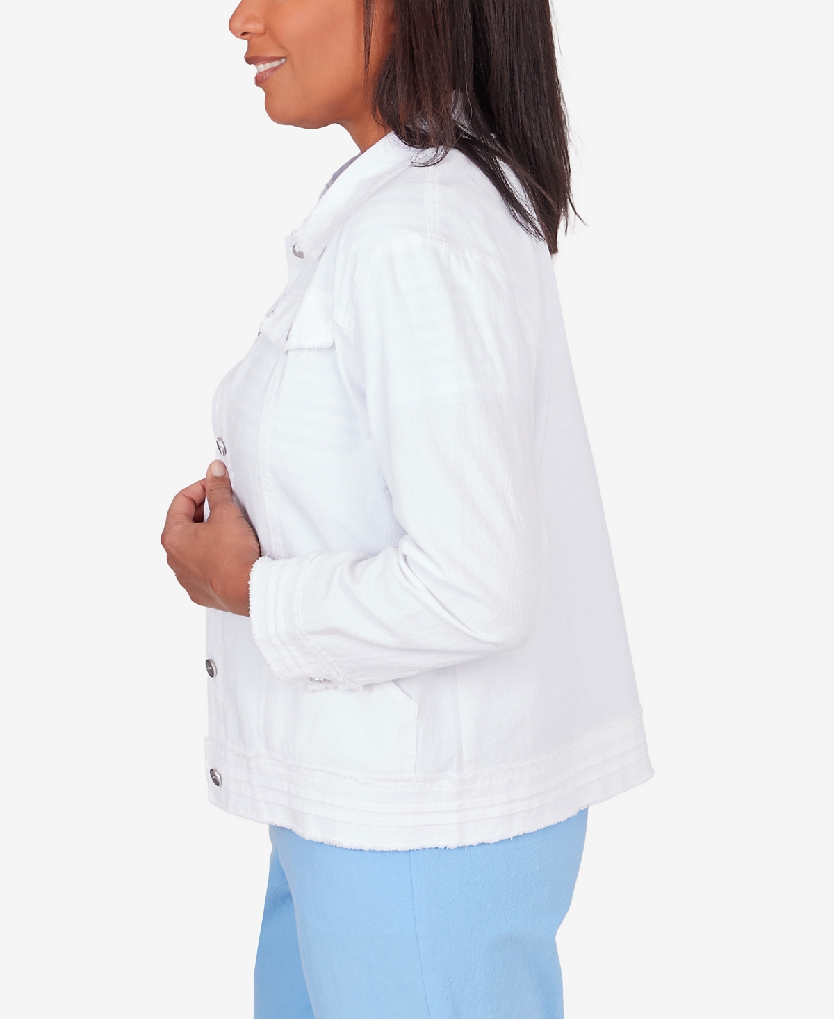 Shop Alfred Dunner Women's Hyannisport Long Sleeve Fringe Detail Jacket In White