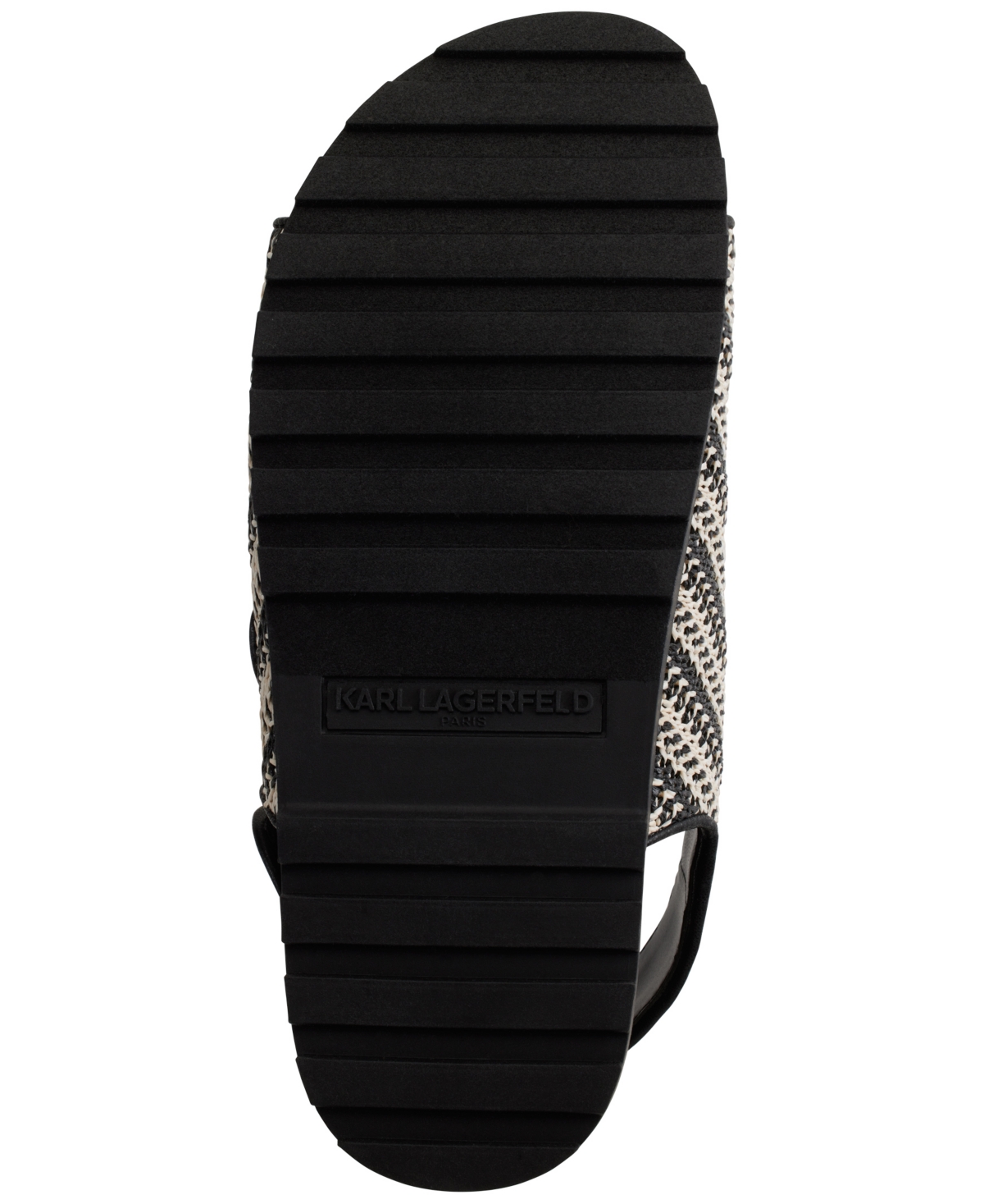 Shop Karl Lagerfeld Women's Bindi Button Woven Platform Sandals In Black,cream