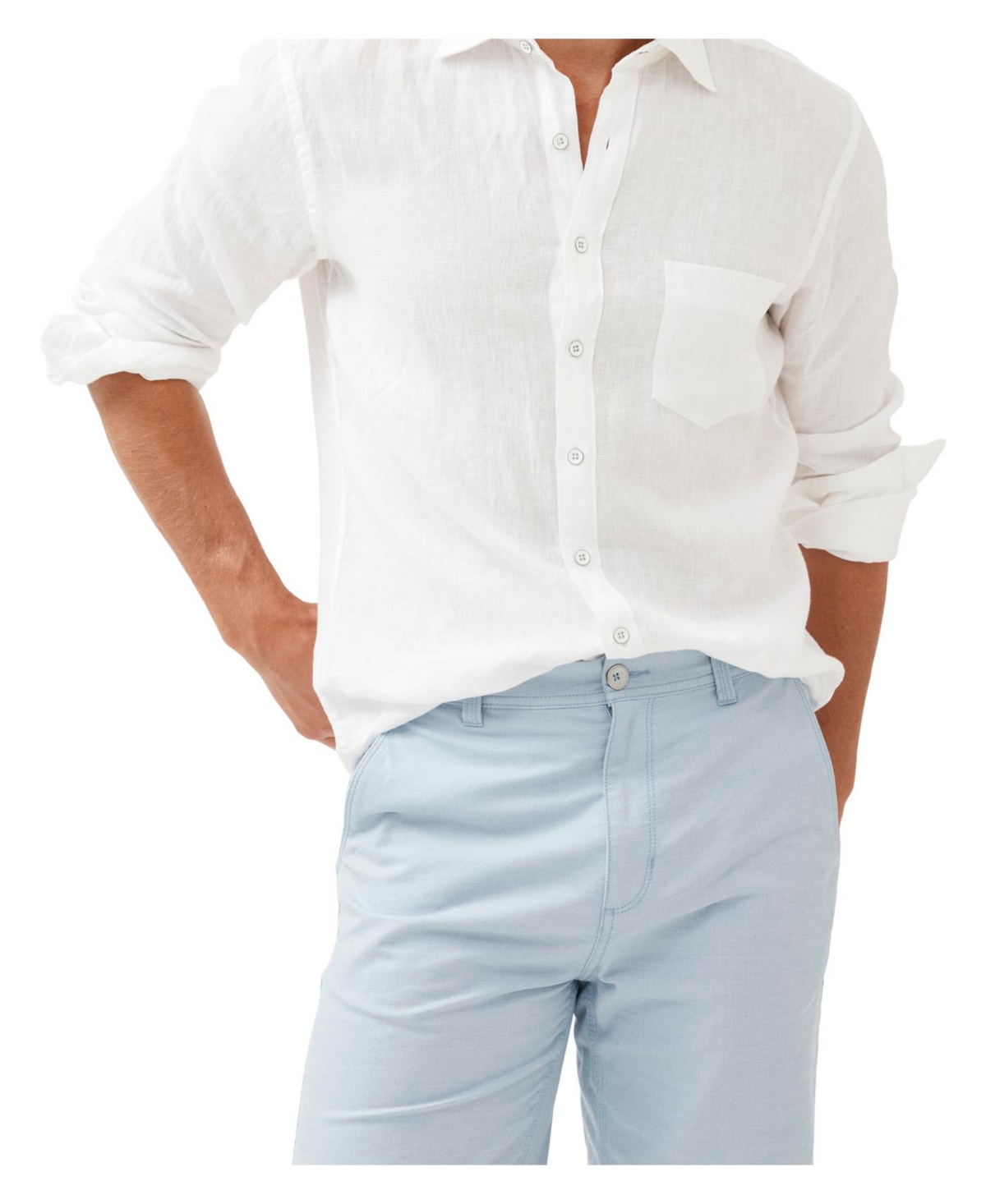 Rodd & Gunn Men's Seaford Sports Fit Long Sleeve Linen Shirt In White