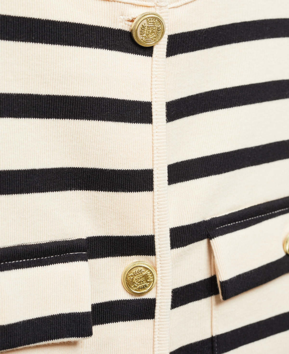 Shop Mango Women's Buttons Detail Striped Cardigan In Light Beig