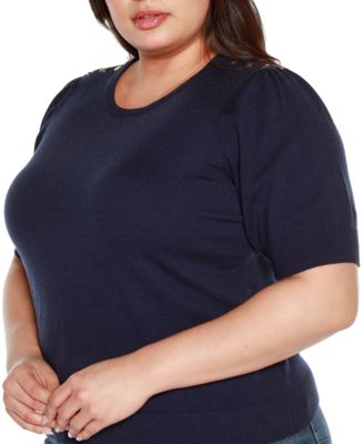 売れ筋商品|||ベルディーニ ニット&セーター アウター レディース Plus Size Rivet Detail Puff Sleeve Sweater Navy Belldini Plus Size Rivet Detail Puff Sleeve Sweater - Macy's