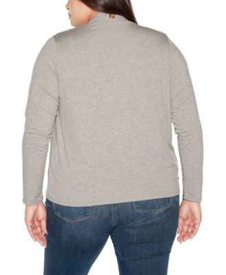 Plus Size Grommet Detail Cropped Knit Cardigan Sweater