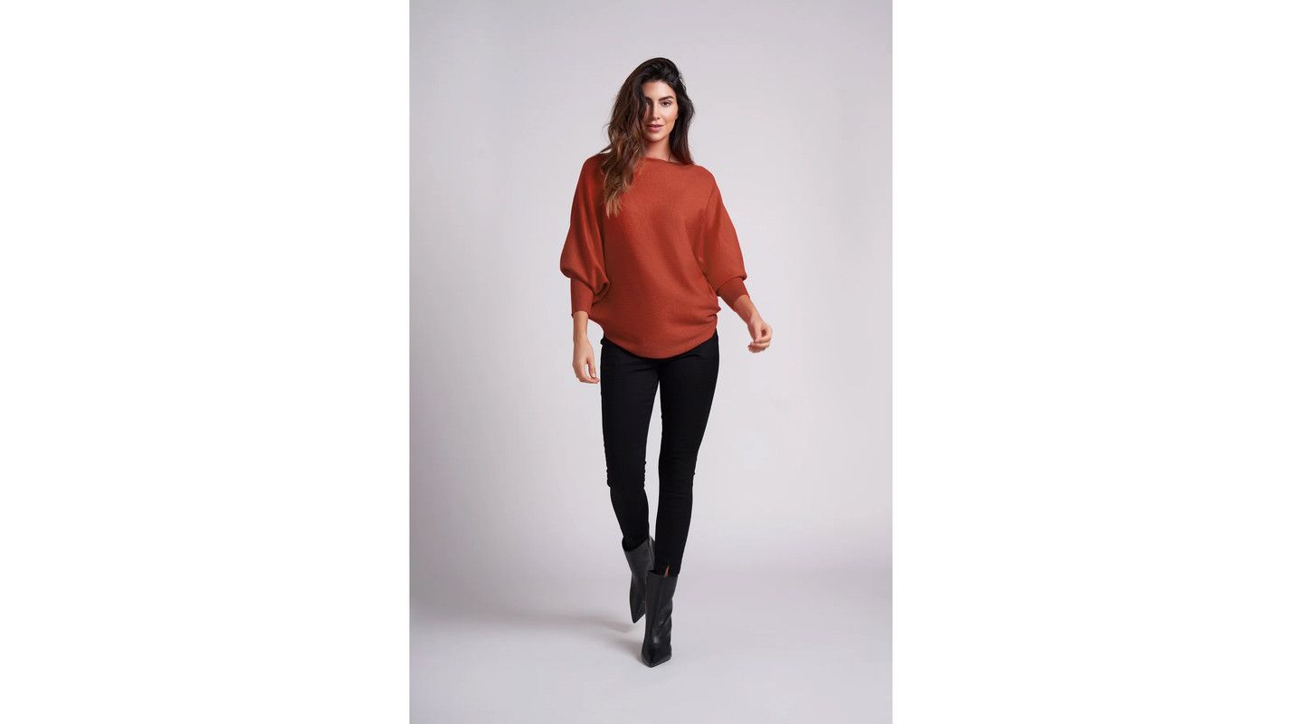 Женский свитер Caldwell Collection Ivy Oversized Dolman 3/4 Sleeve, цвет: Оранжевый — фото 3