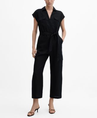 Women's Cargo-Style Linen Jumpsuit