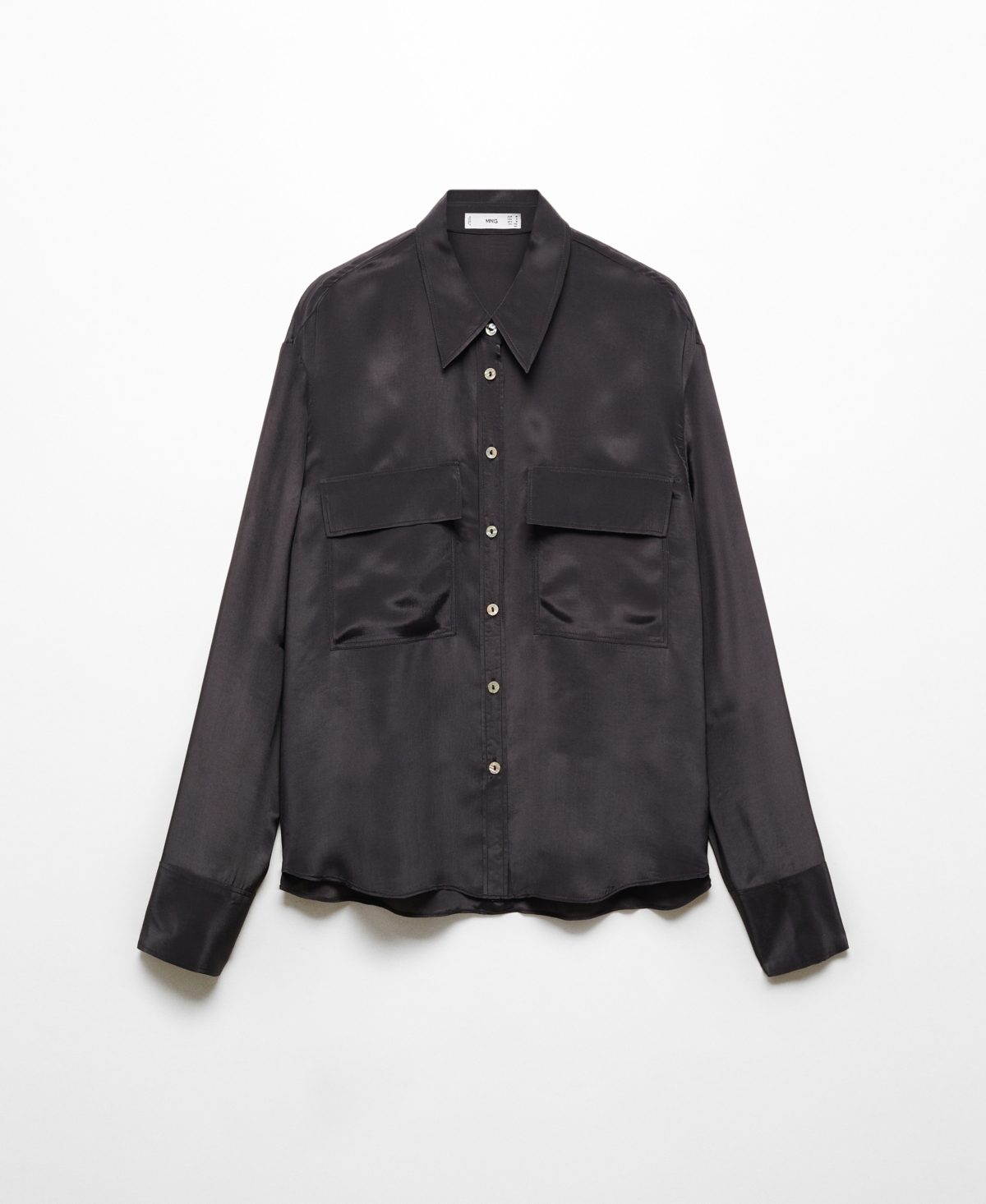 Mango Pockets Flowy Shirt Black In Medium Bro