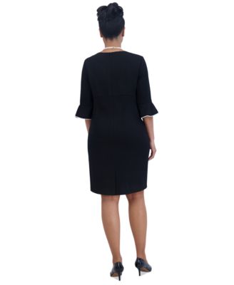 Kat Elbow-Sleeve Ruffled-Cuff Dress