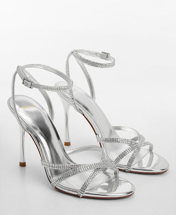 Lace bow cross strap rhinestone sandals for women in summer 2024, popular new fairy style sexy versatile high heels main image 1