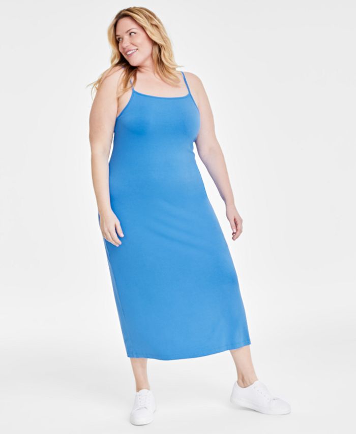 On 34th Trendy Plus Size Ribbed Midi Dress, Created for Macy's - Macy's