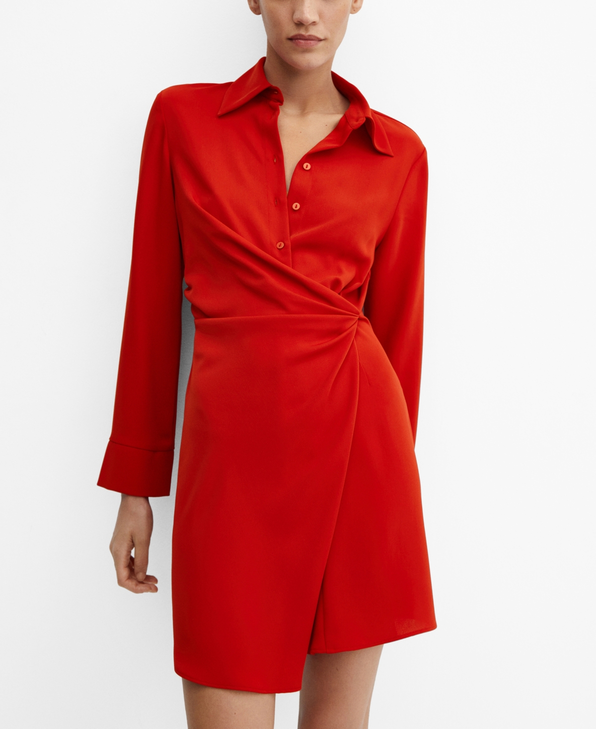 Shop Mango Women's Draped Wrap Dress In Red