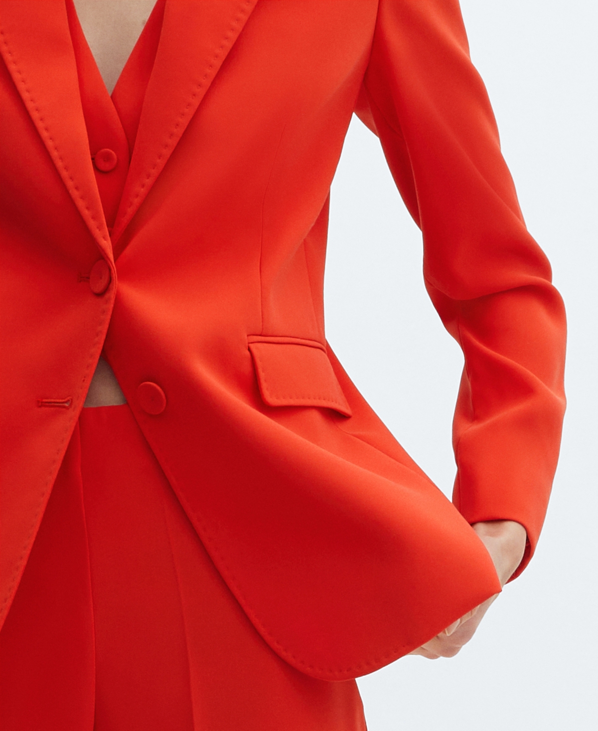 Shop Mango Women's Straight-fit Suit Blazer In Bright Red
