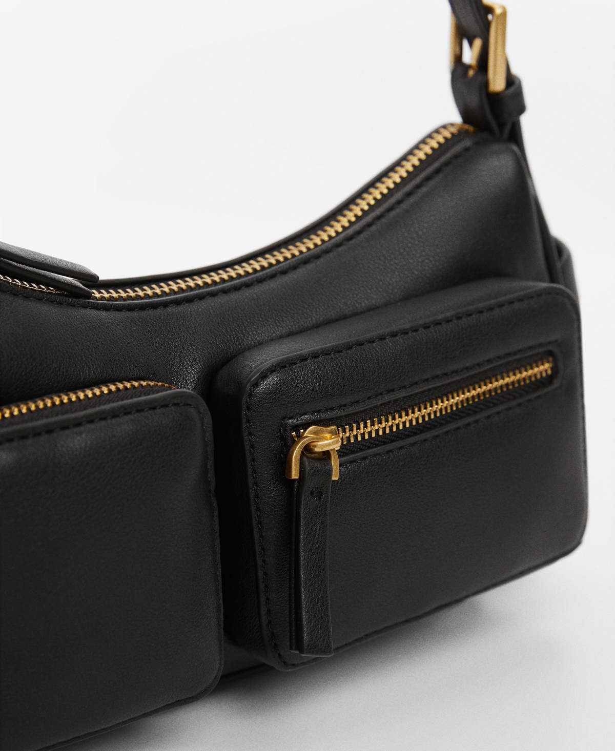 Shop Mango Women's Pockets Detail Shoulder Bag In Black