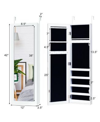 Door and Wall Mounted Armoire Jewelry Cabinet with Full-Length Mirror