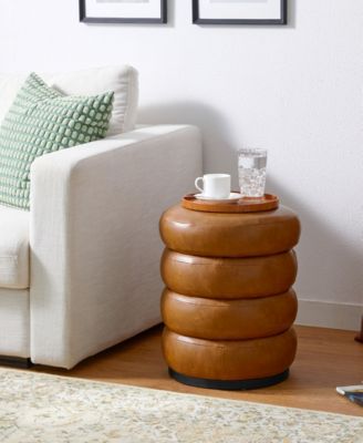 Modern Coffee Upholstered Storage Ottoman or Accent Stool