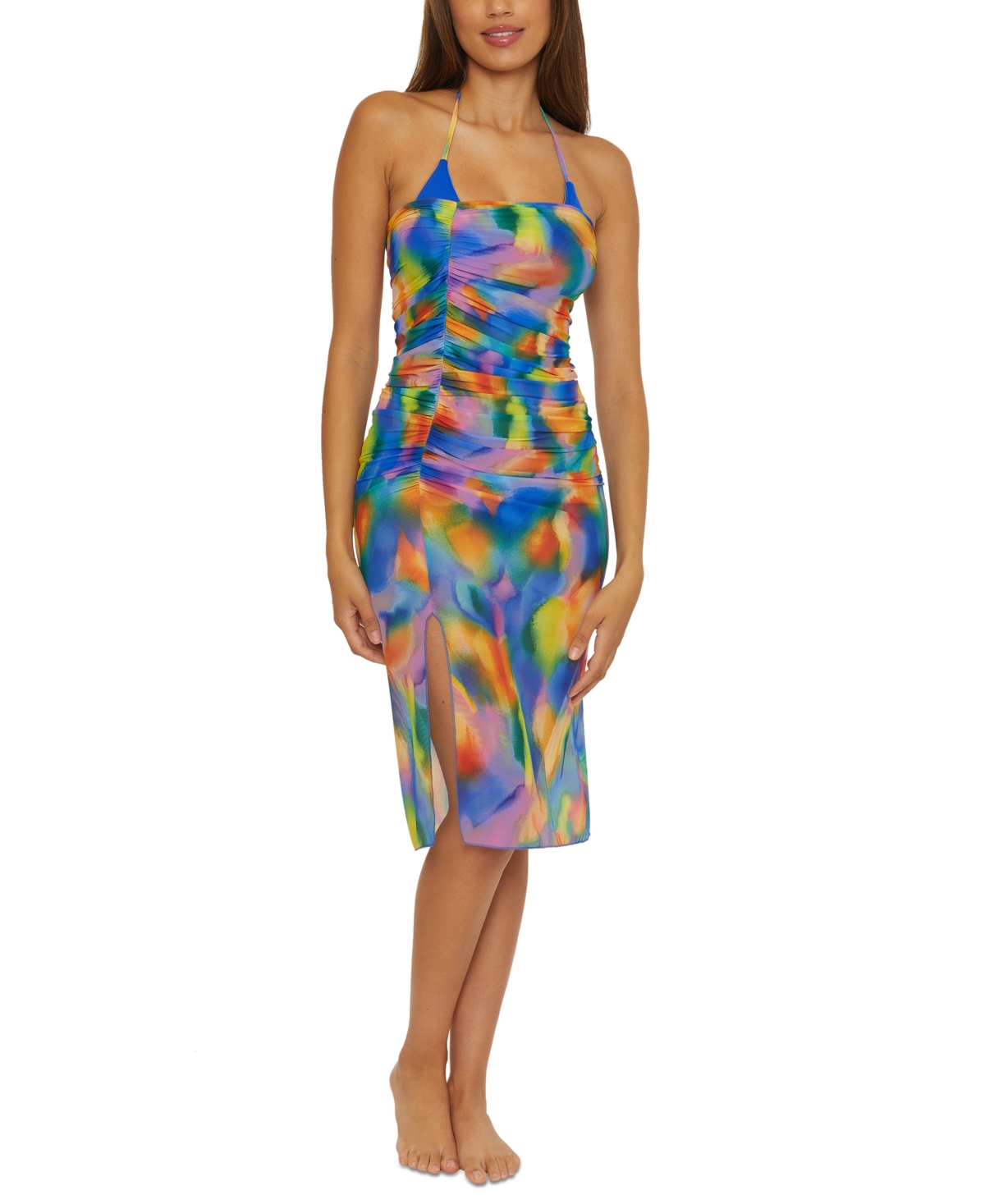 Women's Paper Mache Side-Ruched Skirt Swim Cover-Up - Multi