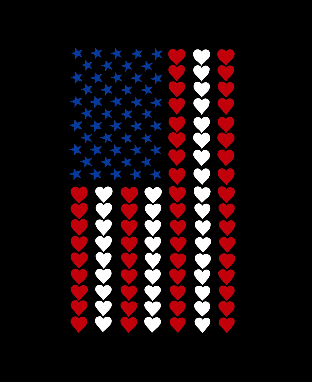 LA POP ART WOMEN'S WORD ART HEART FLAG V-NECK T-SHIRT 