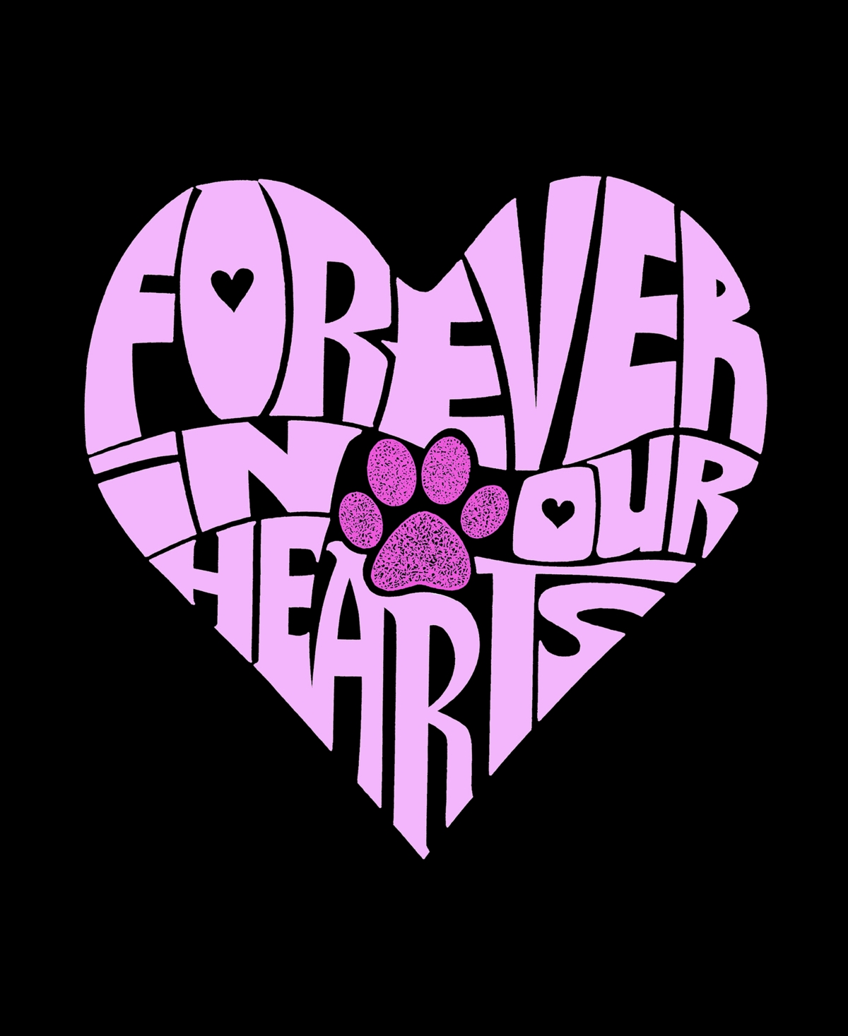 LA POP ART WOMEN'S WORD ART FOREVER IN OUR HEARTS HOODED SWEATSHIRT 