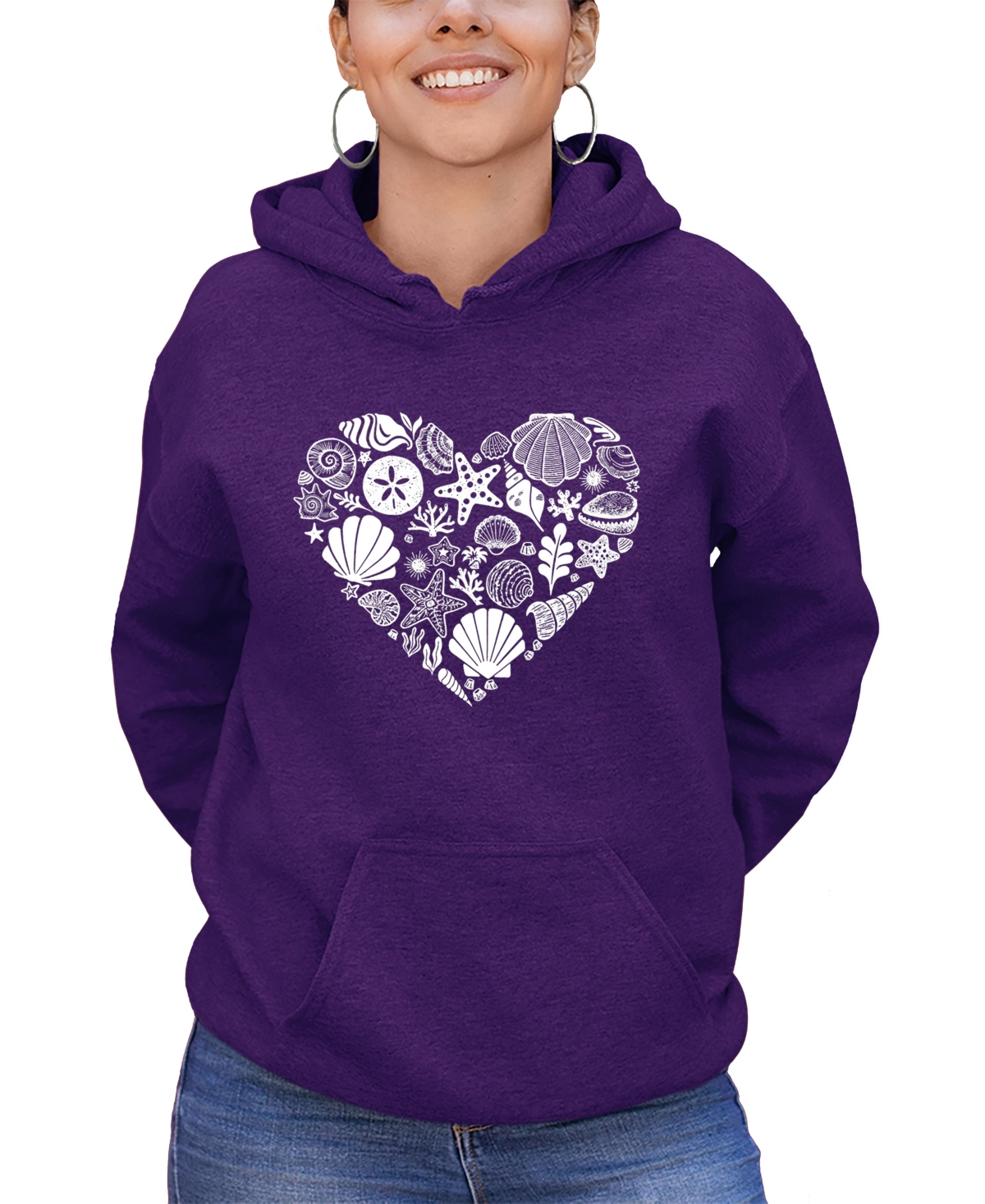 Women's Word Art Seashell Hooded Sweatshirt - Purple
