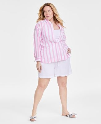 On 34th Trendy Plus Size Striped Shirt, Created for Macy's - Macy's