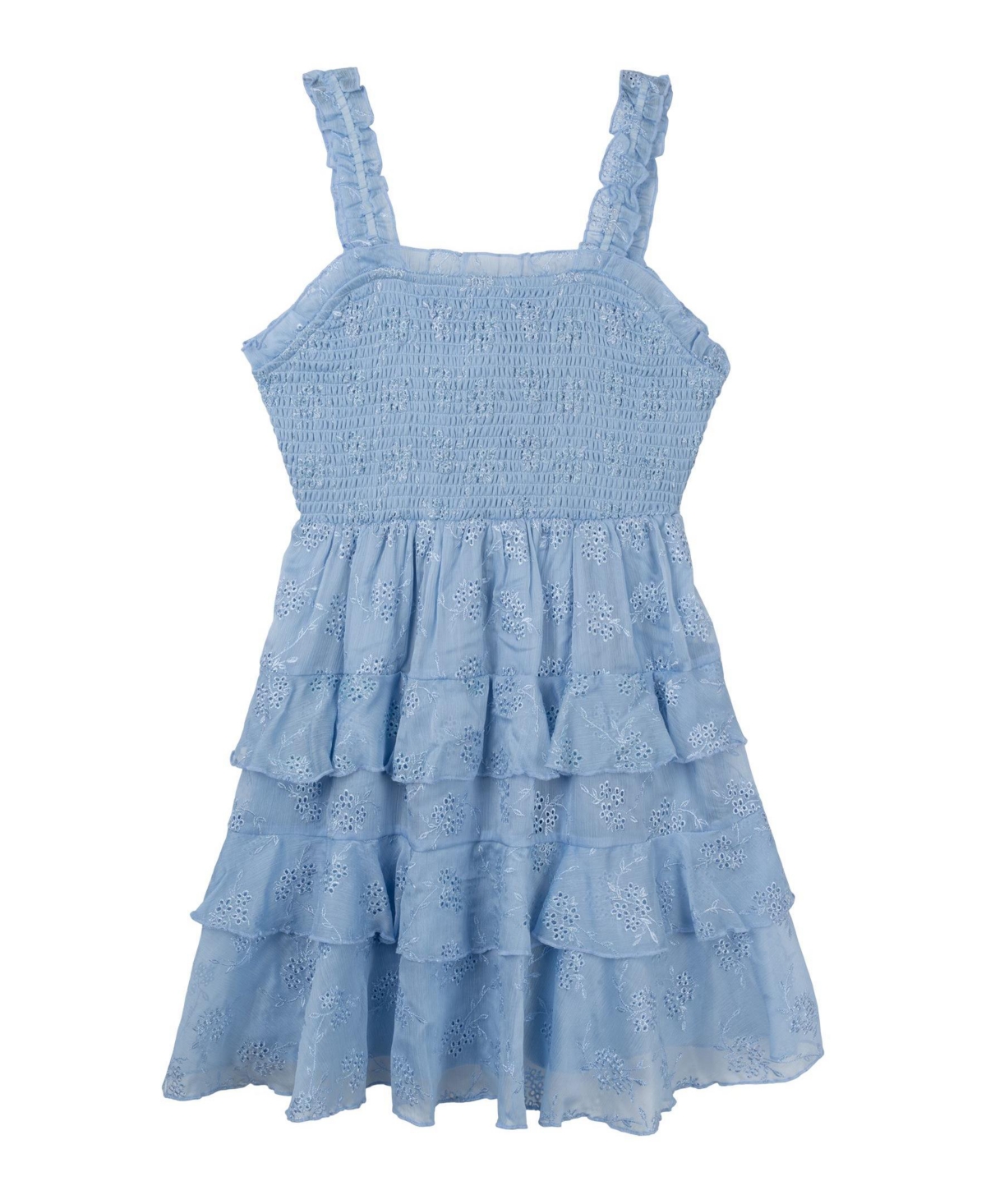 Shop Rare Editions Big Girls Open Back Eyelet Dress In Blue