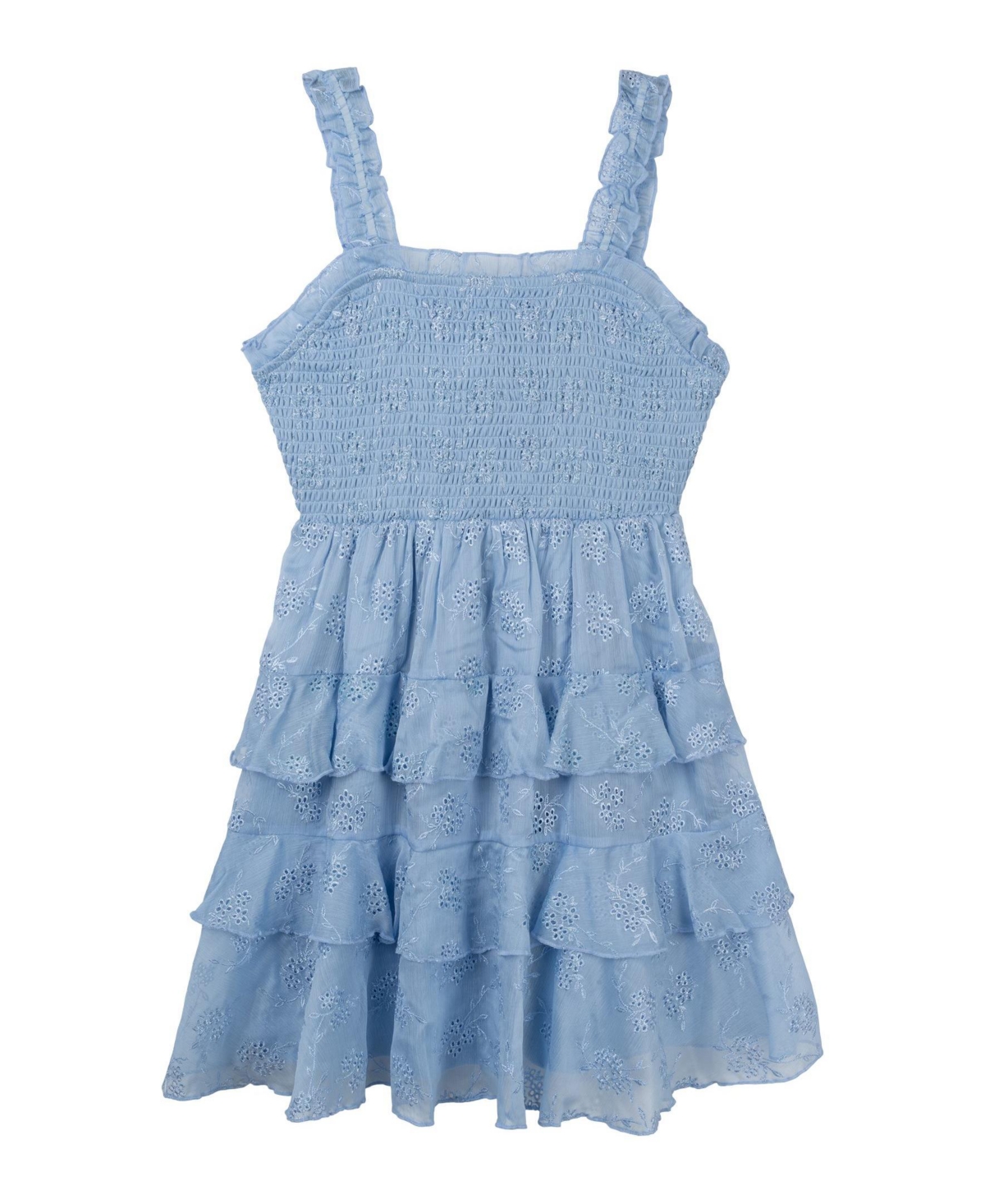 Rare Editions Kids Big Girls Open Back Eyelet Dress In Blue ModeSens
