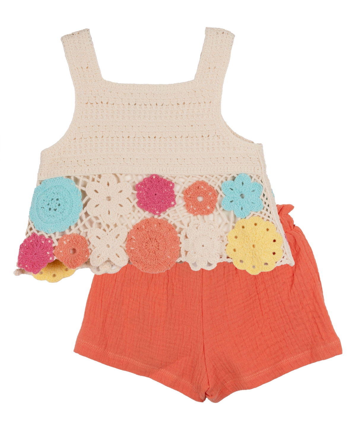 Shop Rare Editions Baby Girl Crochet Short Set In Ivory
