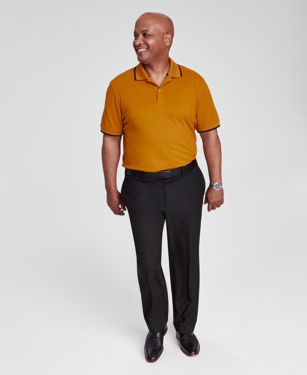 Men's Regular-Fit Tipped Performance Polo Shirt, Created for Macy's - Golden
