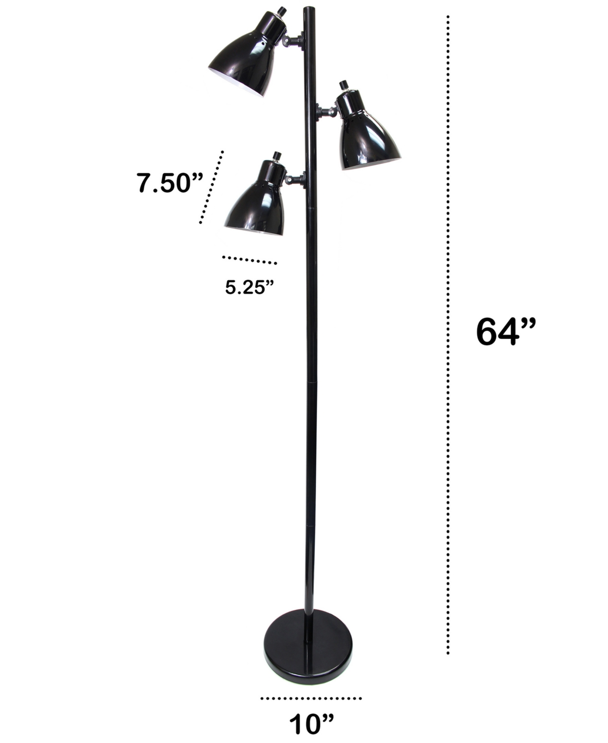Shop Creekwood Home Essentix 64" Tall Traditional 3 Light Metal Tree Floor Lamp With Metal Adjustable Spotlight Shades In Black