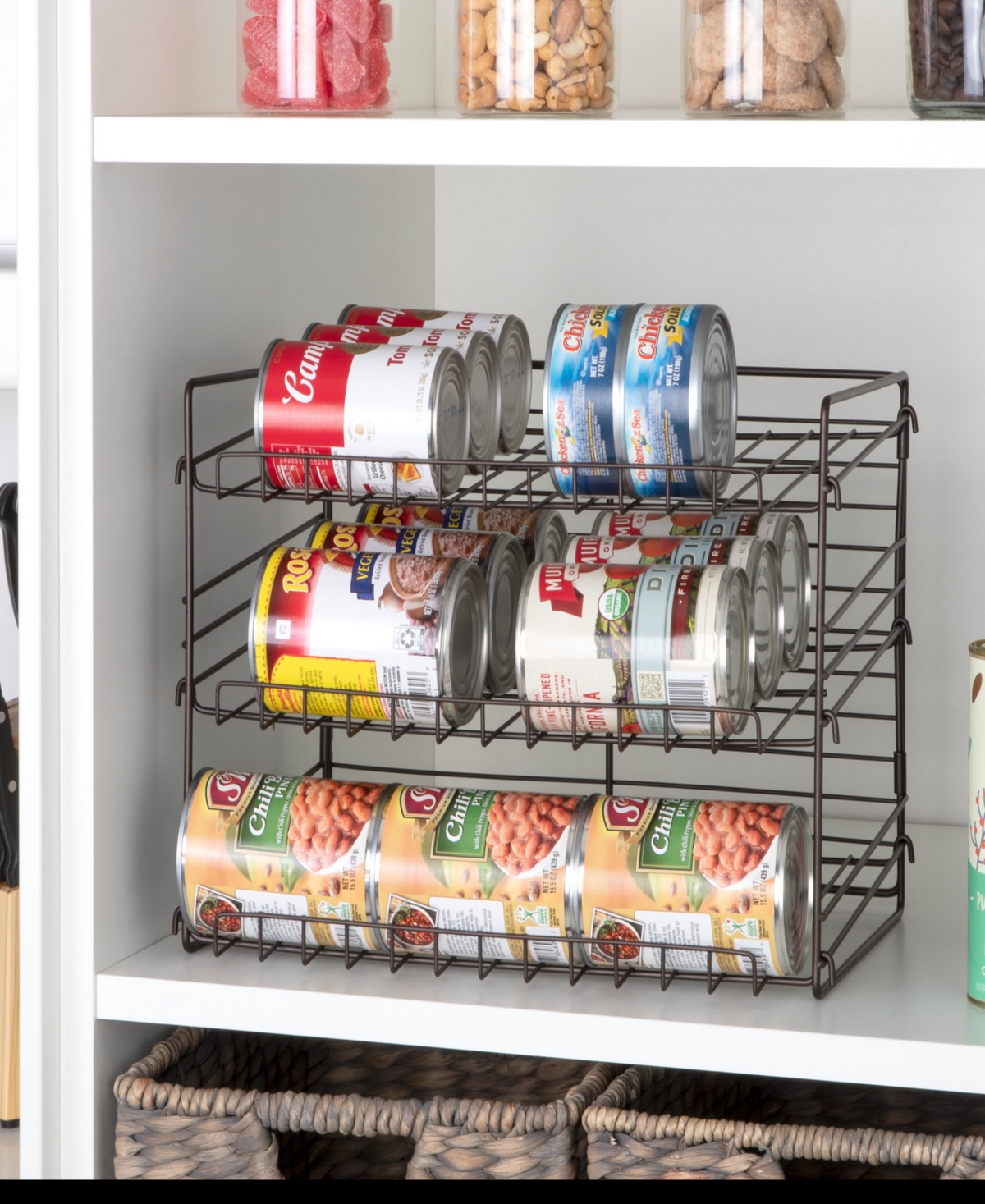 Smart Design Premium 3 Tier Can Rack Organizer With Adjustable Shelves In Bronze