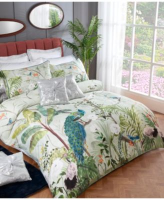 Peacock Garden Cotton Print Duvet Cover Set with Pillowcases, King