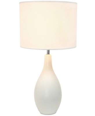 Essentix 18.11" Traditional Standard Ceramic Dewdrop Table Desk Lamp with Matching Fabric Shade 