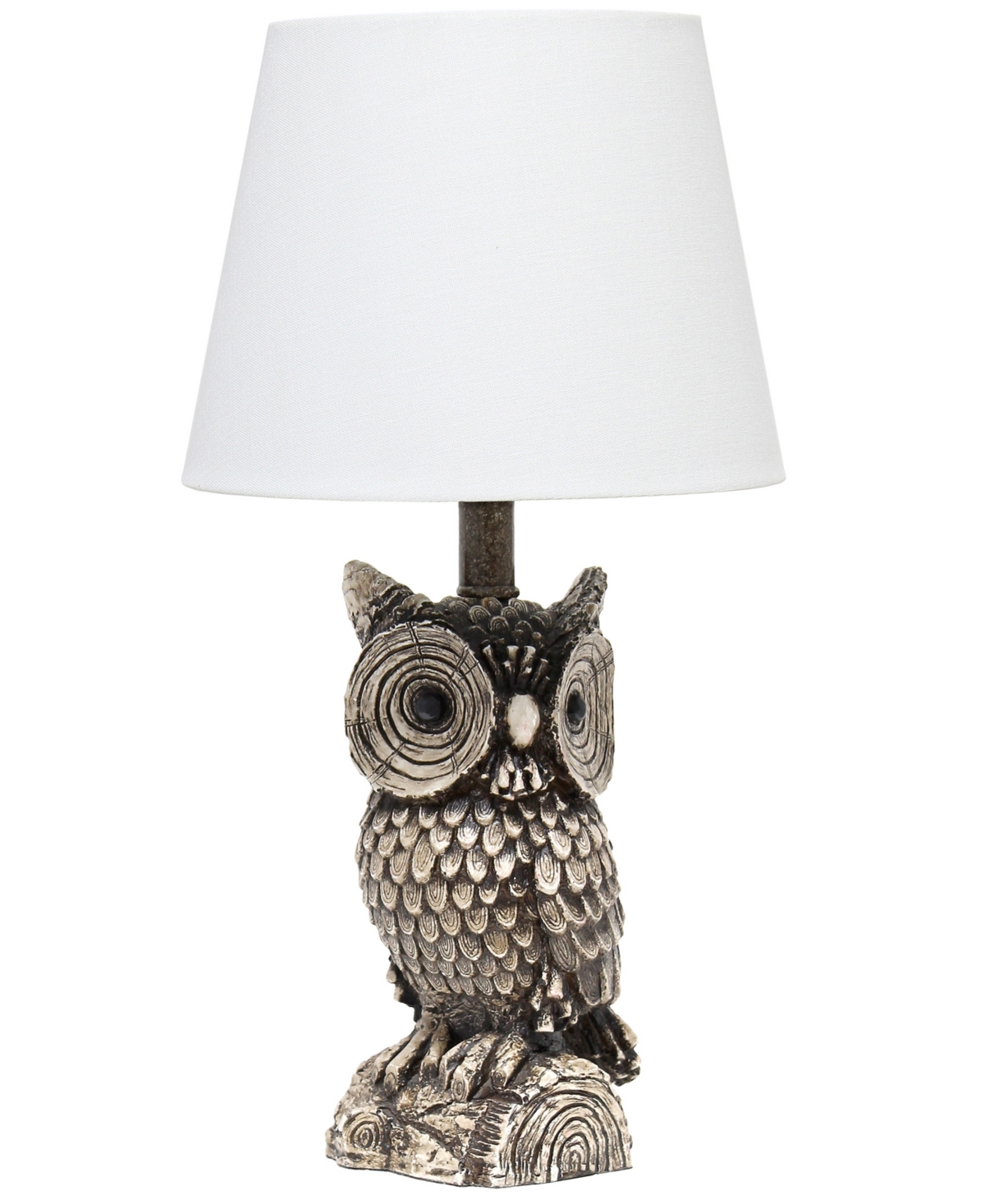 Shop Simple Designs Woodland 19.85" Tall Contemporary Polyresin Night Owl Novelty Bedside Table Desk Lamp In White Shad