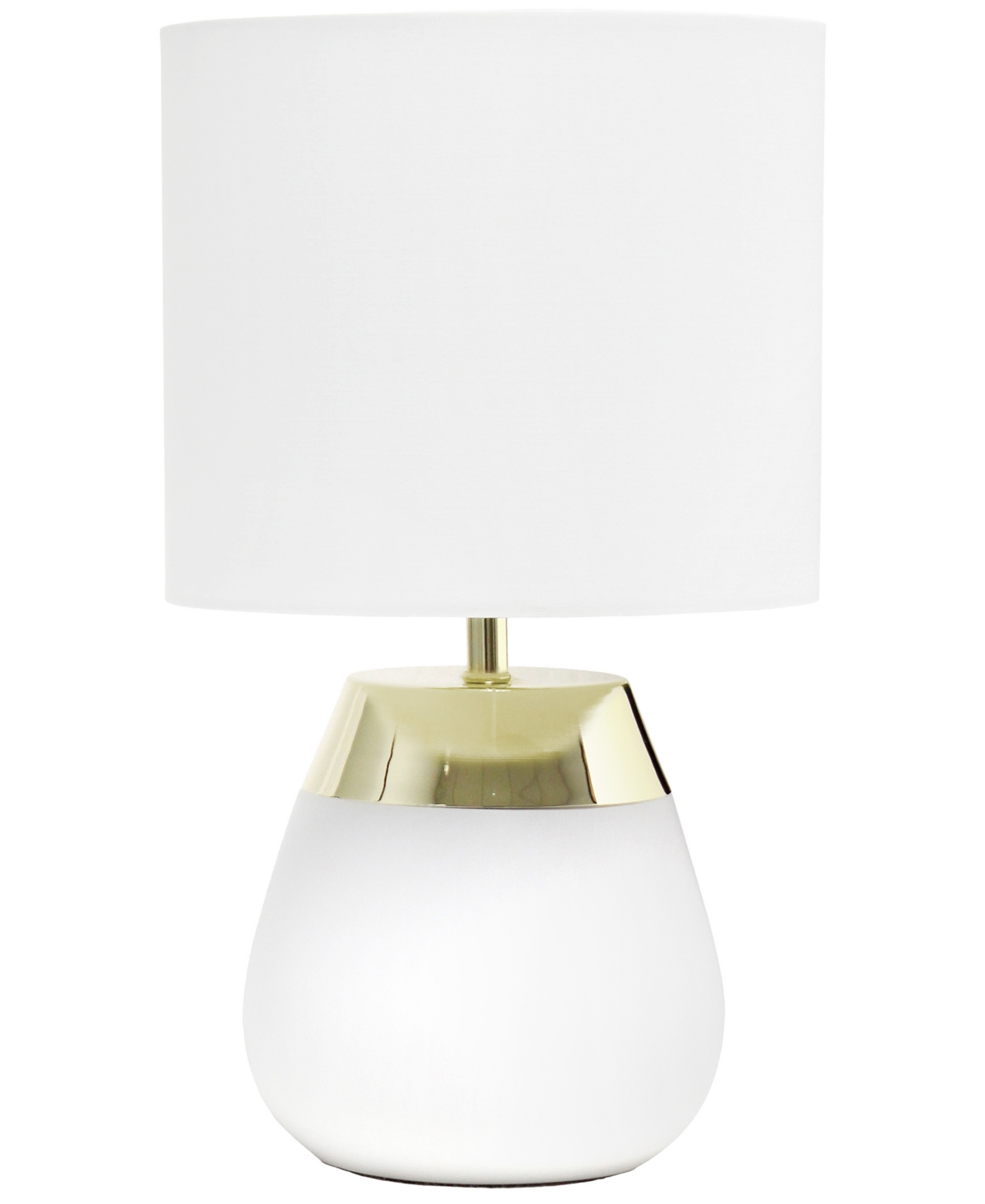 Shop Simple Designs 14" Tall Modern Contemporary Two Toned Metallic Gold And White Metal Bedside Table Desk Lamp In White Gold