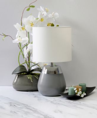 14" Tall Modern Contemporary Two Toned Metallic Gold and White Metal Bedside Table Desk Lamp 