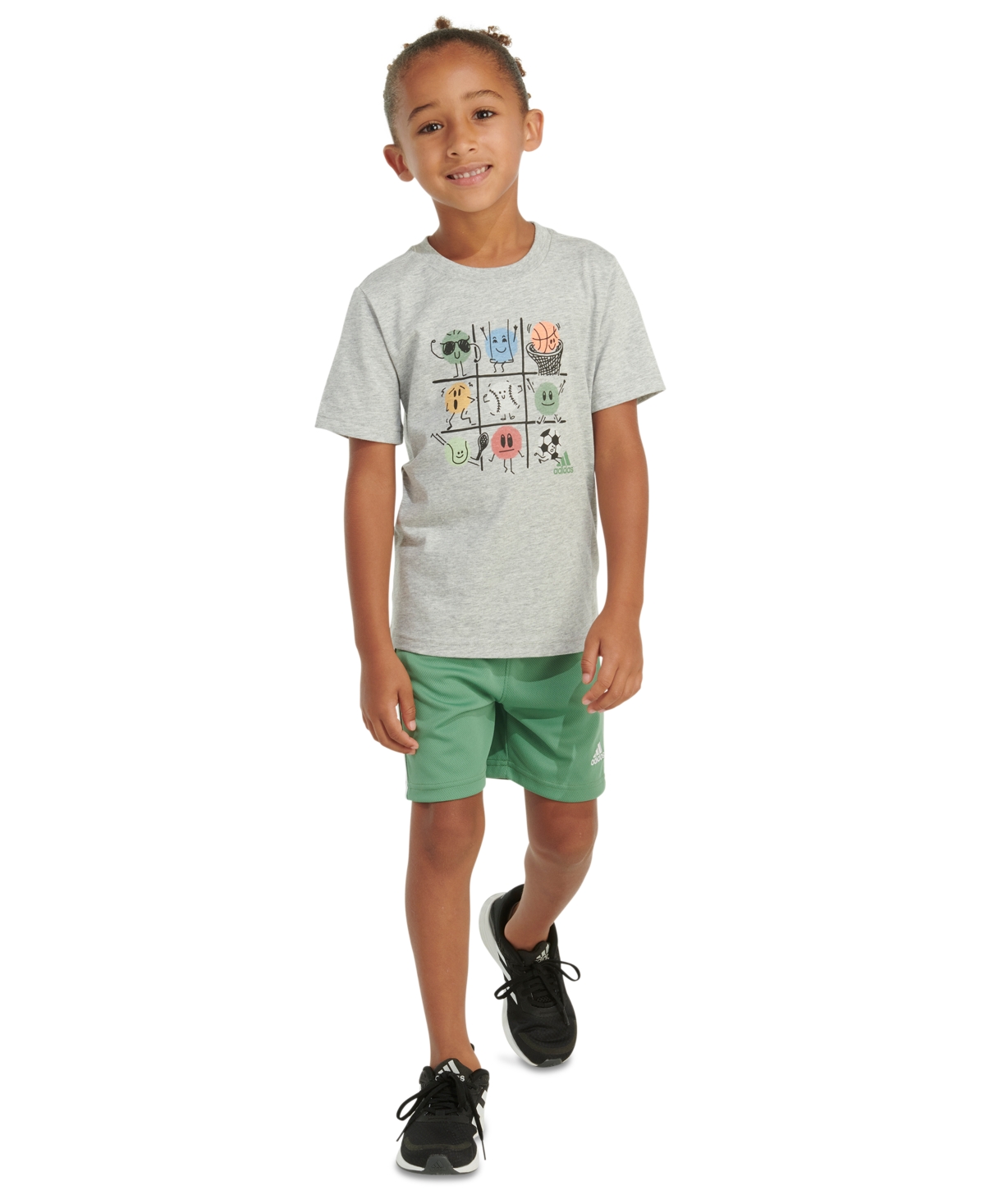 Shop Adidas Originals Toddler & Little Boys Graphic Cotton T-shirt & Shorts, 2 Piece Set In Med Grey Heather