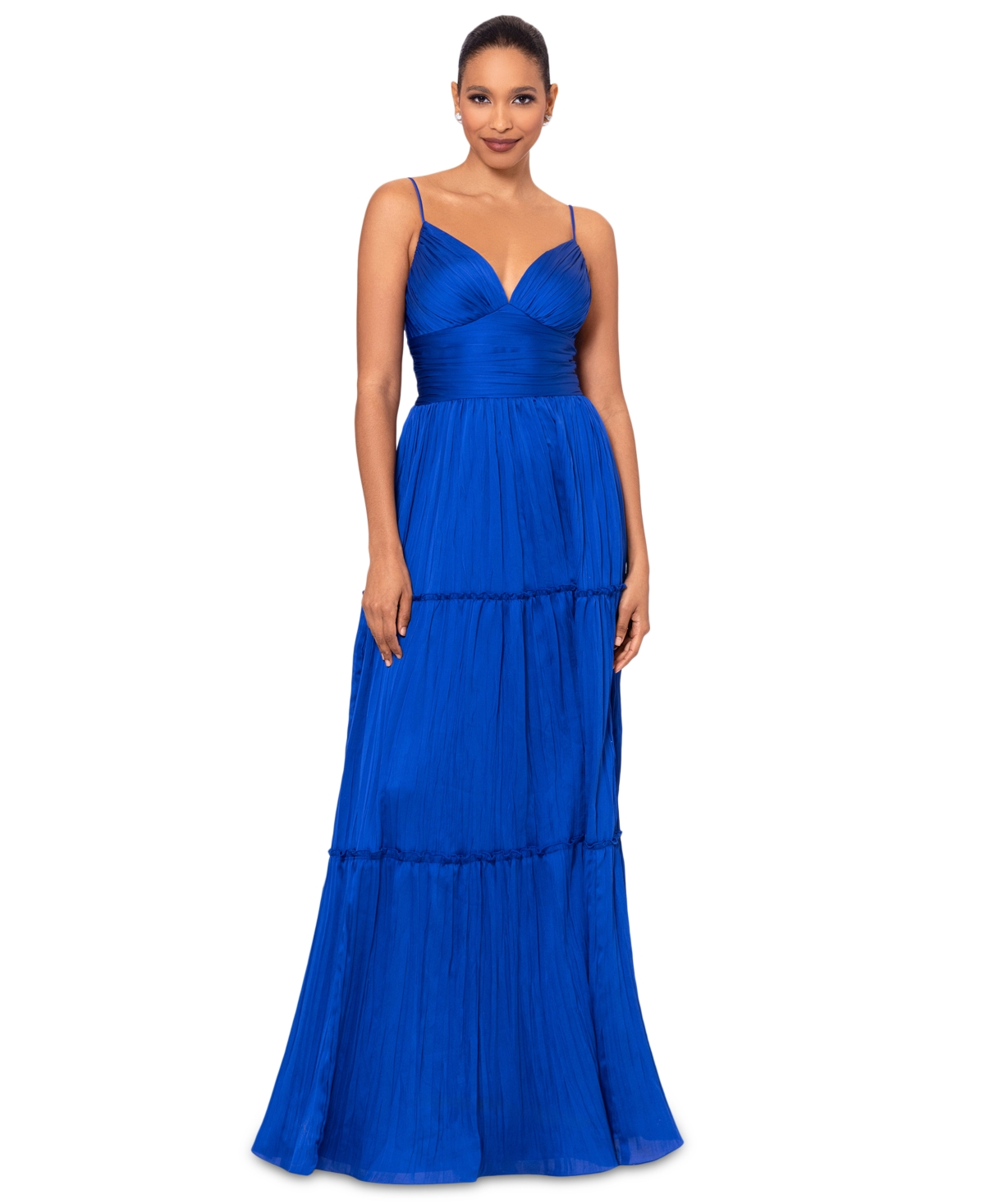 Women's Pleated Tiered Gown - Azure